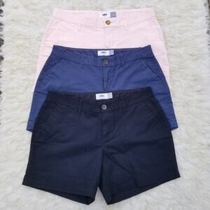 3 Shorts Stretch Cotton Khaki Old Navy Size 2 Solid Pink Black Blue Navy 3 Pair